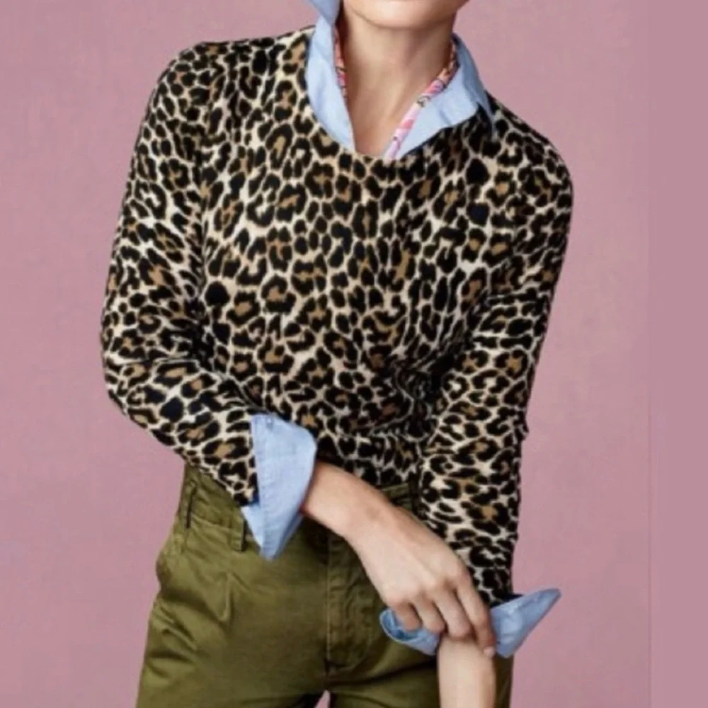 J. Crew Factory Teddie Sweater in Leopard - Picture 1 of 7